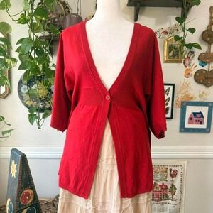Vintage Y2K Red Babydoll Open Front Cardigan Size Small Coquette Romantic